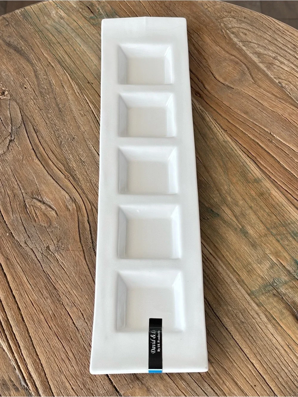 David & Lily White Ceramic 5-Compartment Serving Tray